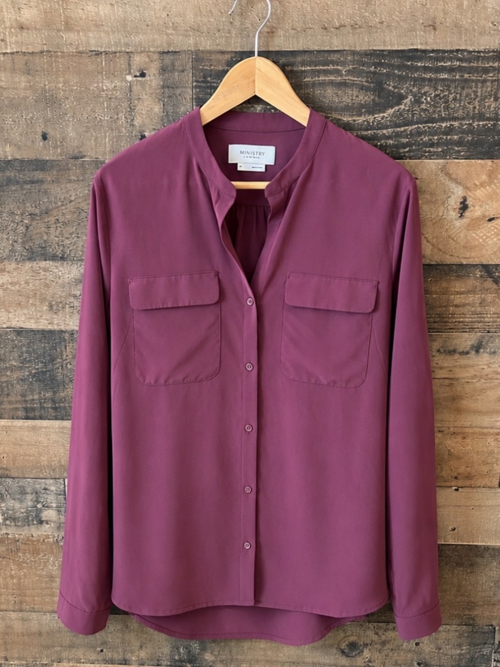 Ministry of Supply Performance Blouse Medium NWOT Travel Workwear Wine